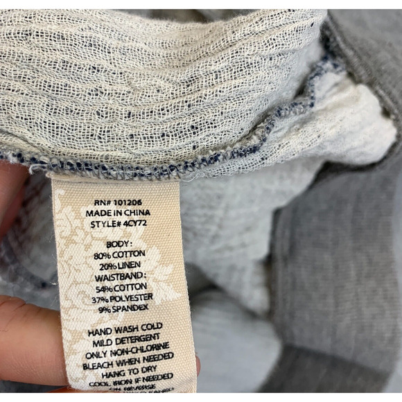 Soft Surroundings Pants Large Tall LT Gray Gauze Linen Pull On Pocket Beach BOHO - Picture 4 of 12